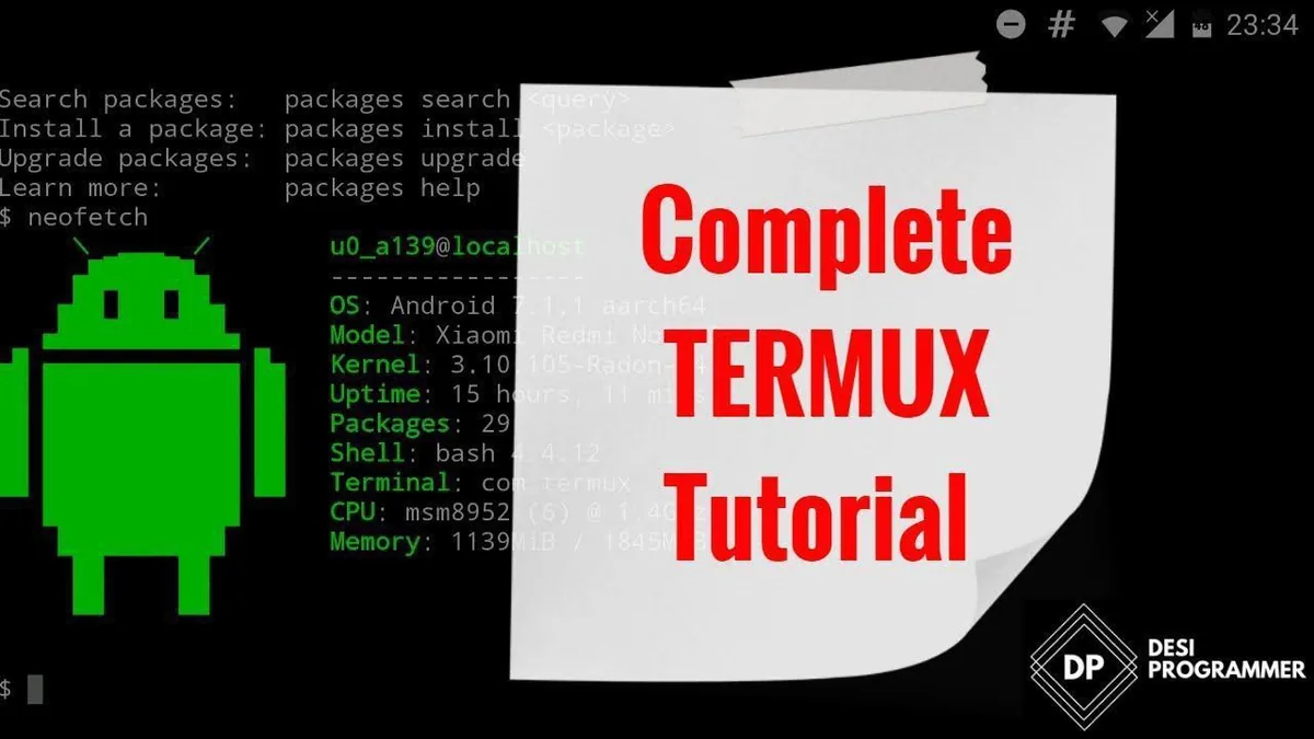 Termux setup commands and video